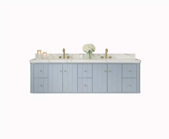 Houston Floating 84 in. W x 22 in. D Double Sink Bathroom Vanity - photo 1