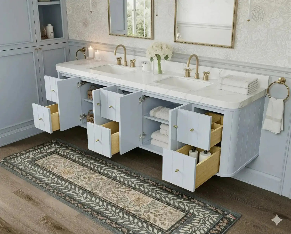 Houston Floating 84 in. W x 22 in. D Double Sink Bathroom Vanity