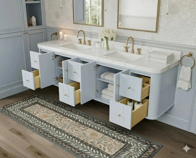 Houston Floating 84 in. W x 22 in. D Double Sink Bathroom Vanity