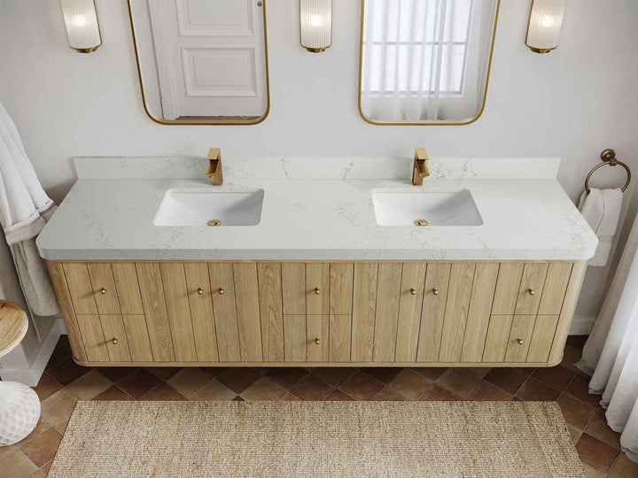 Houston White Oak 84 in. W x 22 in. D Curved Edge Double Sink Bathroom Vanity - photo 19