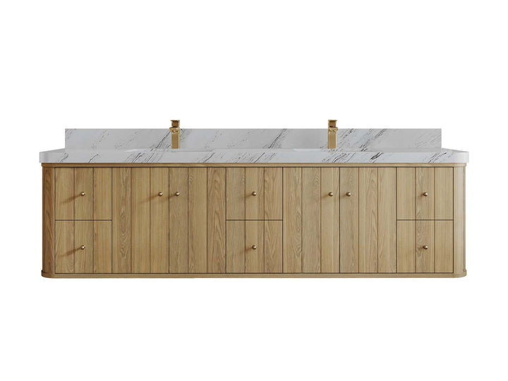 Houston White Oak 84 in. W x 22 in. D Curved Edge Double Sink Bathroom Vanity - photo 22