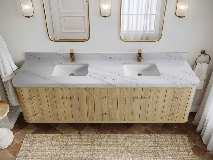 Houston White Oak 84 in. W x 22 in. D Curved Edge Double Sink Bathroom Vanity - photo 21