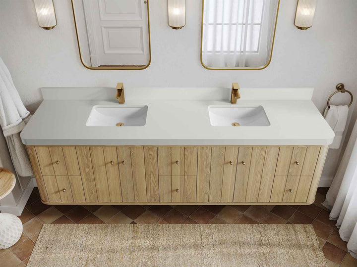 Houston White Oak 84 in. W x 22 in. D Curved Edge Double Sink Bathroom Vanity - photo 23