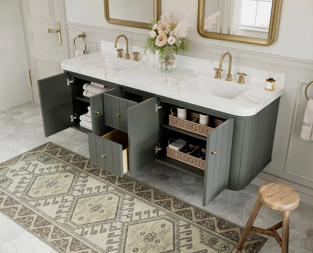 Houston Floating 72 in. W x 22 in. D Double Sink Bathroom Vanity | 
              
                Pewter Green
                
                  
             - HOU-FLT-CAB-PGN-71D - photo №3