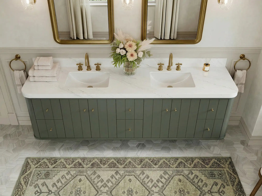 Houston Floating 84 in. W x 22 in. D Double Sink Bathroom Vanity | 
              
                Pewter Green
                
                  
             - HOU-FLT-CAB-PGN-83 - photo №14