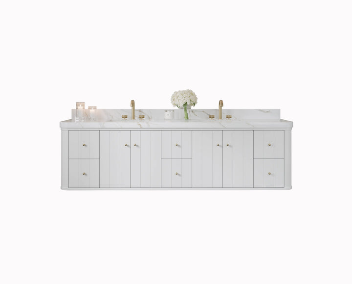 Houston Floating 84 in. W x 22 in. D Double Sink Bathroom Vanity - photo 1
