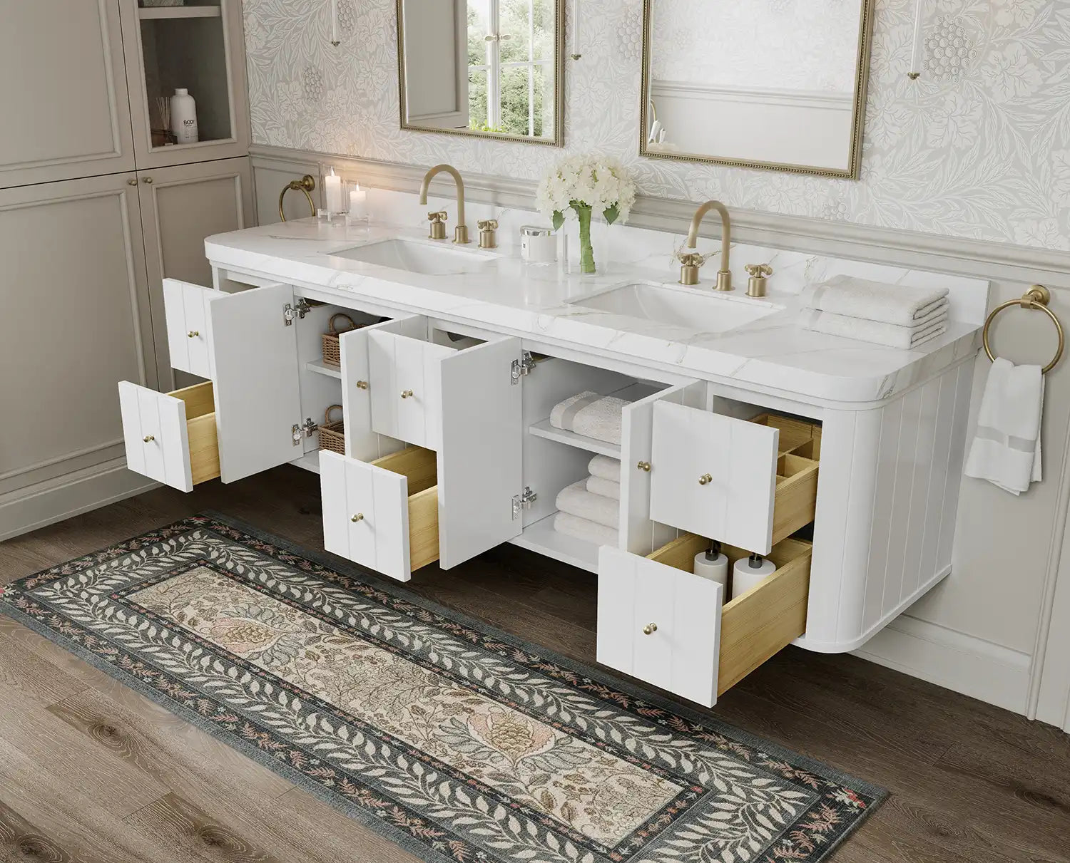 Houston Floating 84 in. W x 22 in. D Double Sink Bathroom Vanity