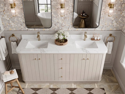 Houston 72 in. W x 22 in. D Free Standing Curved Edge Double Sink Bathroom Vanity
