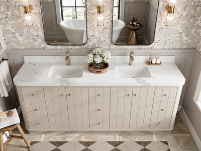 Houston 84 in. W x 22 in. D Free Standing Curved Edge Double Sink Bathroom Vanity