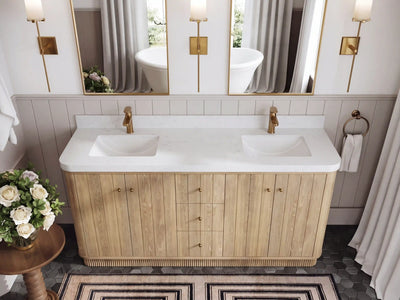 Houston Freestanding White Oak 72 in. W x 22 in. D Double Sink Bathroom Vanity