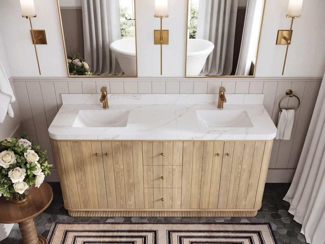 Houston White Oak 72 in. W x 22 in. D Free Standing Curved Edge Double Sink Bathroom Vanity | 
              
                Nordic White Oak
                
                  
             - HOU_WHOK_NORW_CARM_72D - photo №12