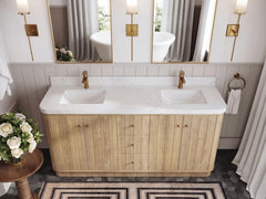 Houston White Oak 72 in. W x 22 in. D Free Standing Curved Edge Double Sink Bathroom Vanity - photo 13