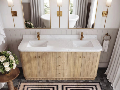 Houston Freestanding White Oak 72 in. W x 22 in. D Double Sink Bathroom Vanity