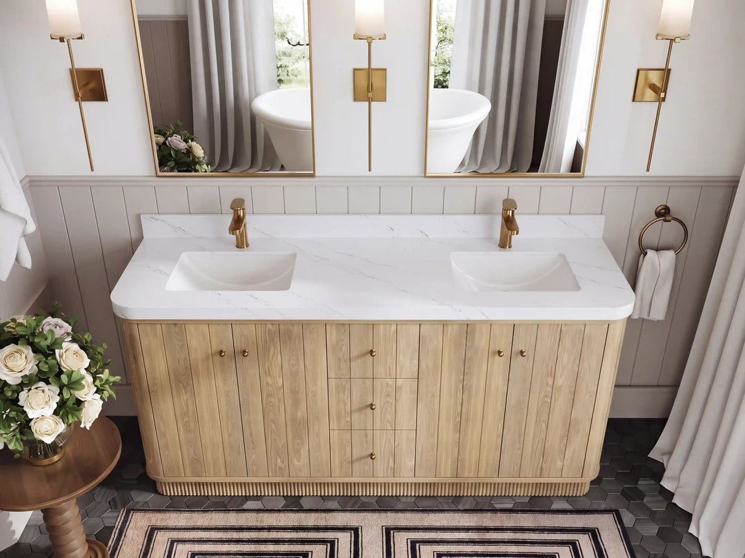 Houston White Oak 72 in. W x 22 in. D Free Standing Curved Edge Double Sink Bathroom Vanity | 
              
                Nordic White Oak
                
                  
             - HOU_WHOK_NORW_CARM_72D - photo №14