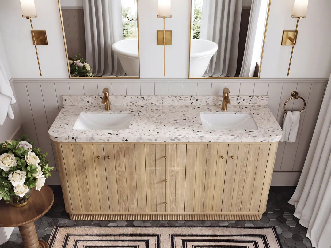 Houston White Oak 72 in. W x 22 in. D Free Standing Curved Edge Double Sink Bathroom Vanity | 
              
                Nordic White Oak
                
                  
             - HOU_WHOK_NORW_CARM_72D - photo №16