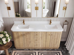 Houston White Oak 72 in. W x 22 in. D Free Standing Curved Edge Double Sink Bathroom Vanity - photo 15