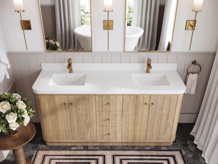 Houston White Oak 72 in. W x 22 in. D Free Standing Curved Edge Double Sink Bathroom Vanity - photo 15