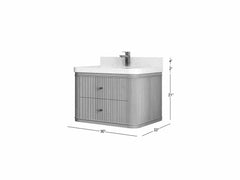 Hampton Floating White Oak 30 in. W x 22 in. D Single Sink Bathroom Vanity - photo 6