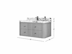 Hampton Floating White Oak 42 in. W x 22 in. D Single Sink Bathroom Vanity - photo 6