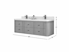 Hampton Floating White Oak 60 in. W x 22 in. D Double Sink Bathroom Vanity - photo 6