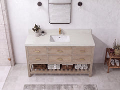 Parker Teak Wood 60 in. W x 22 in. D Single Sink Bathroom Vanity - photo 26