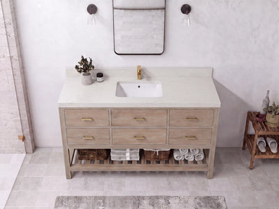 Parker Teak Wood 60 in. W x 22 in. D Single Sink Bathroom Vanity