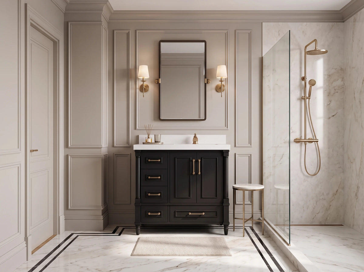 Aberdeen 36 in. W x 22 in. D Right Offset Sink Bathroom Vanity