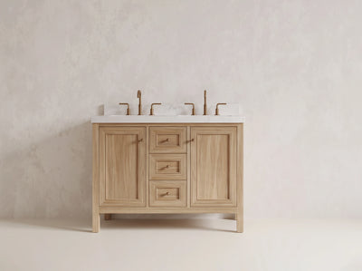 Nashville Teak Wood 48 in. W x 22 in. D Double Sink Bathroom Vanity