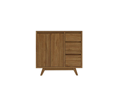 Madison Teak 36 in. W x 22 in. D Left Offset Sink Bathroom Vanity in Dark Natural - Cabinet Only
