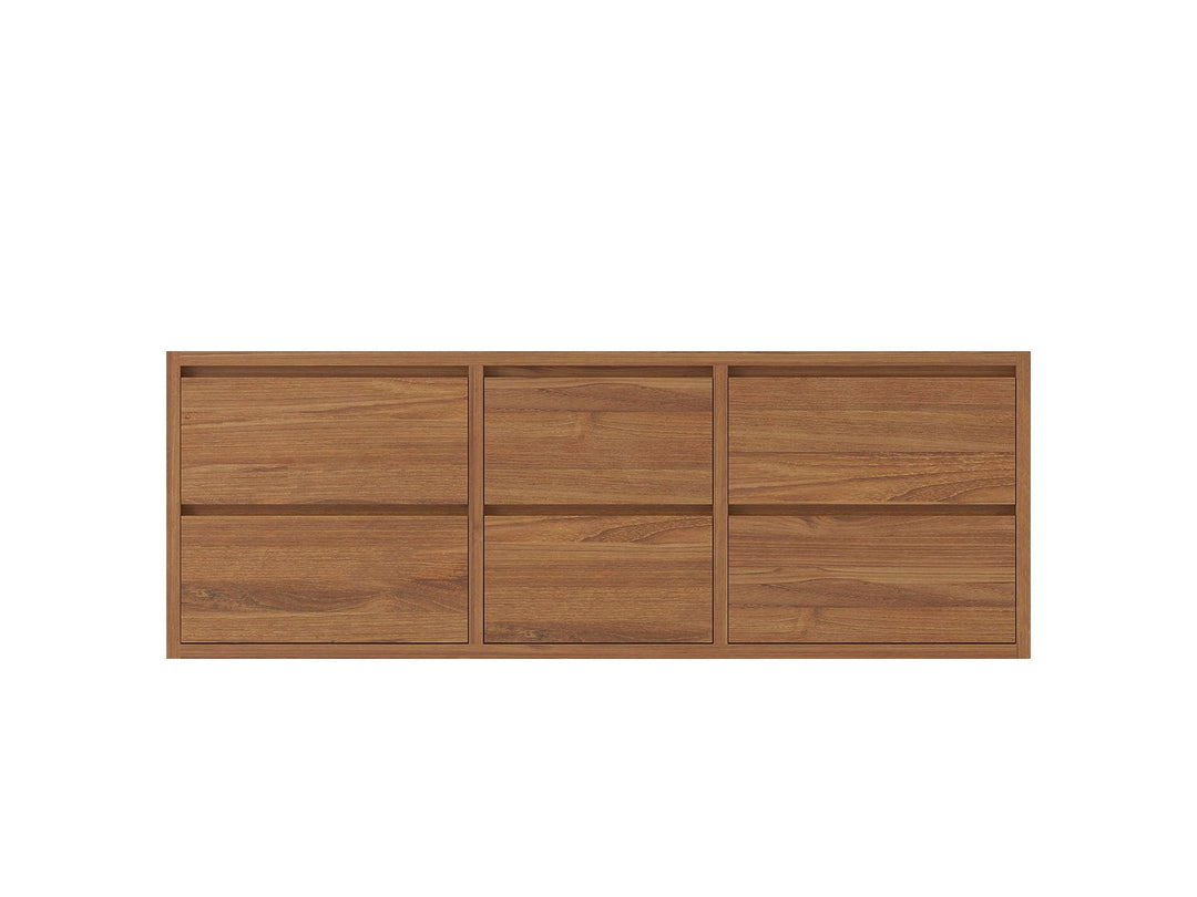 Madison Floating Teak 60 in. W x 22 in. D Double Sink Bathroom Vanity in Dark Natural - Cabinet Only