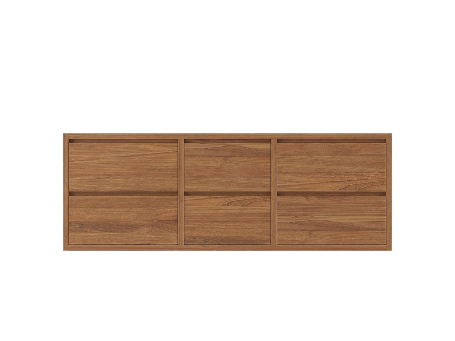 Madison Floating Teak Wood 60 in. W x 22 in. D Double Sink Vanity Cabinet