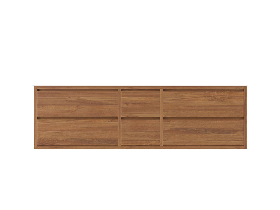 Madison Floating Teak Wood 72 in. W x 22 in. D Double Sink Vanity Cabinet