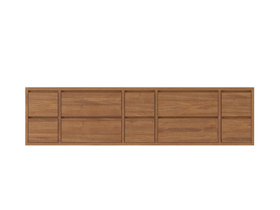 Madison Floating Teak 84 in. W x 22 in. D Double Sink Bathroom Vanity in Dark Natural - Cabinet Only