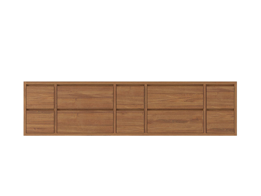 Madison Floating Teak Wood 84 in. W x 22 in. D Double Sink Vanity Cabinet