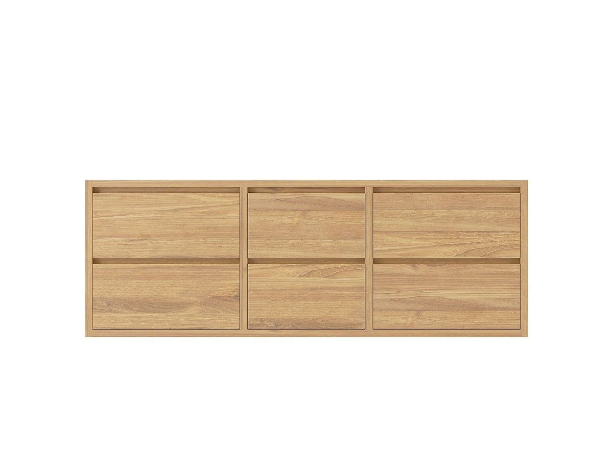 Madison Floating Teak 60 in. W x 22 in. D Double Sink Bathroom Vanity in Light Natural - Cabinet Only