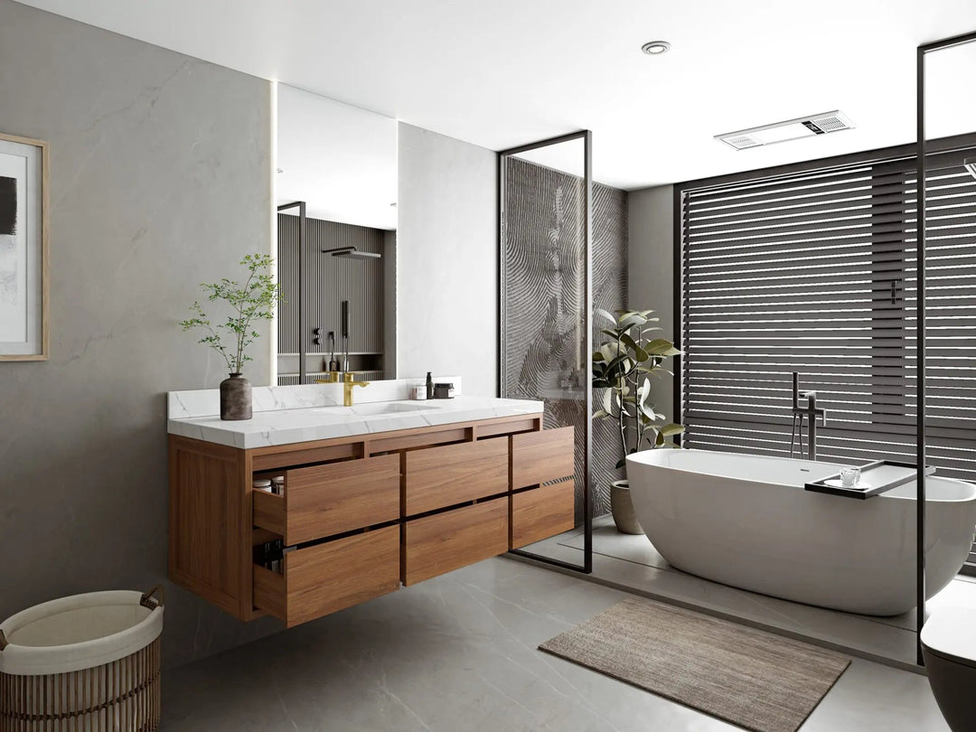 Madison Floating Teak 60 in. W x 22 in. D Single Sink Bathroom Vanity