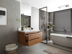Madison Floating Teak 36 in. W x 22 in. D Center Sink Bathroom Vanity - photo 3