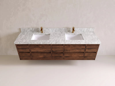 Madison Floating Teak 80 in. W x 22 in. D Double Sink Bathroom Vanity