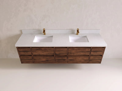 Madison Floating Teak 80 in. W x 22 in. D Double Sink Bathroom Vanity