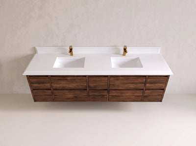 Madison Floating Teak 80 in. W x 22 in. D Double Sink Bathroom Vanity