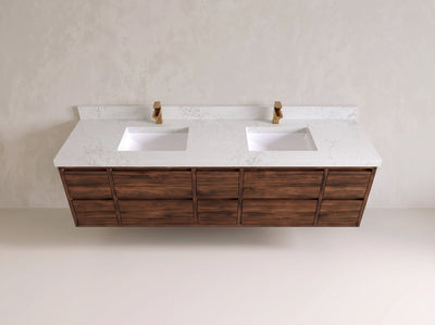 Madison Floating Teak 80 in. W x 22 in. D Double Sink Bathroom Vanity