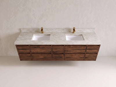 Madison Floating Teak 80 in. W x 22 in. D Double Sink Bathroom Vanity