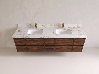 Madison Floating Teak 80 in. W x 22 in. D Double Sink Bathroom Vanity