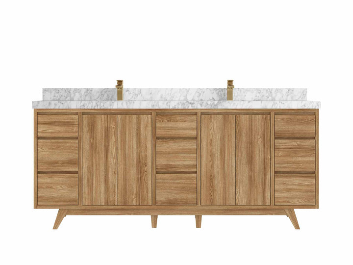 Madison Teak Wood 80 in. W x 22 in. D Double Sink Bathroom Vanity - photo 19