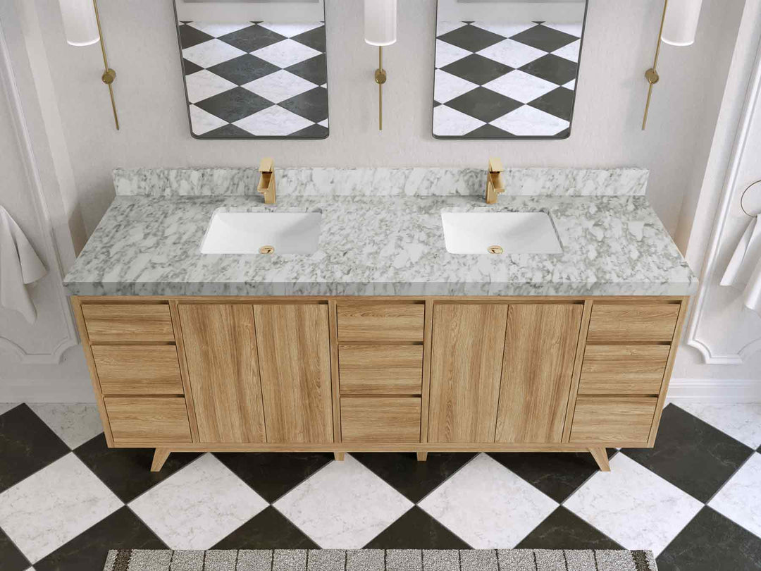 Madison Teak Wood 80 in. W x 22 in. D Double Sink Bathroom Vanity