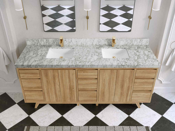 Madison Teak Wood 80 in. W x 22 in. D Double Sink Bathroom Vanity - photo 18