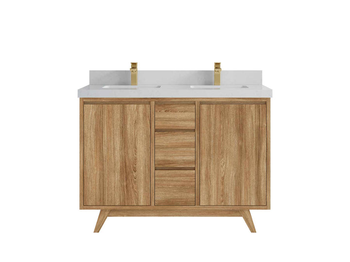 Madison Teak Wood 48 in. W x 22 in. D Double Sink Bathroom Vanity - photo 8