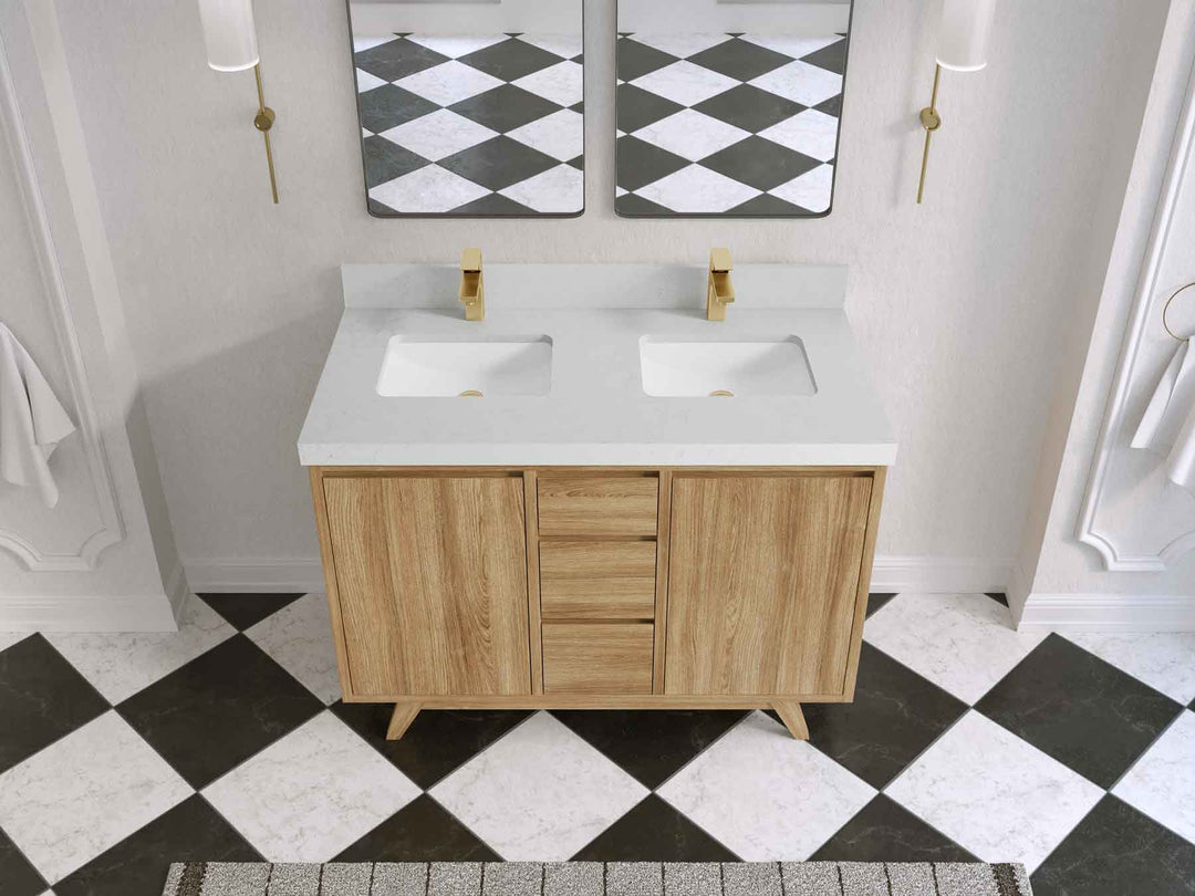 Madison Teak Wood 48 in. W x 22 in. D Double Sink Bathroom Vanity