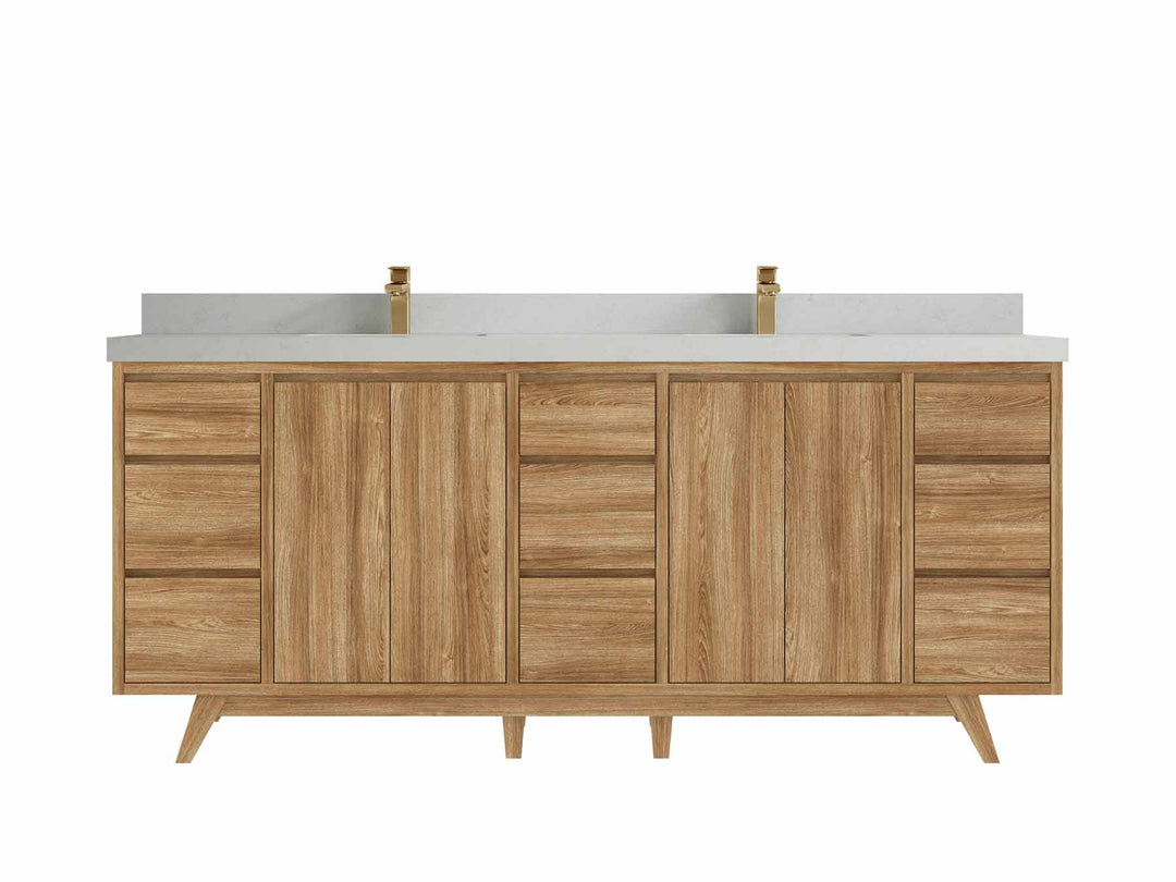 Madison Teak Wood 80 in. W x 22 in. D Double Sink Bathroom Vanity