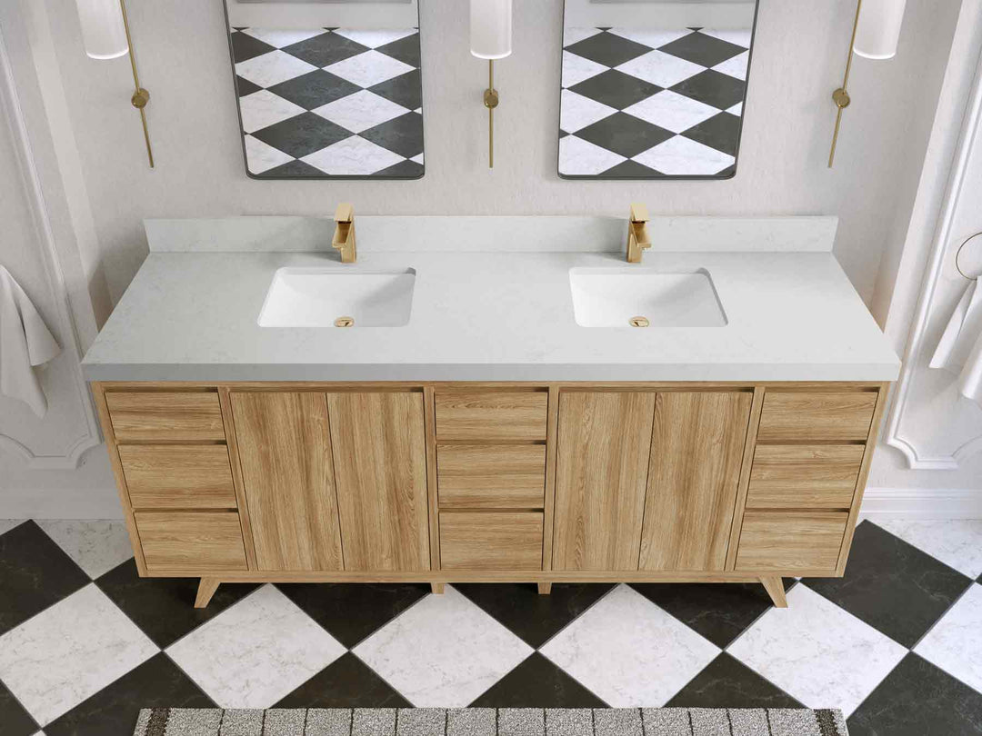 Madison Teak Wood 80 in. W x 22 in. D Double Sink Bathroom Vanity